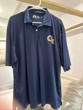 Russell Athletic Navy Polo with Gold Georgia Tech